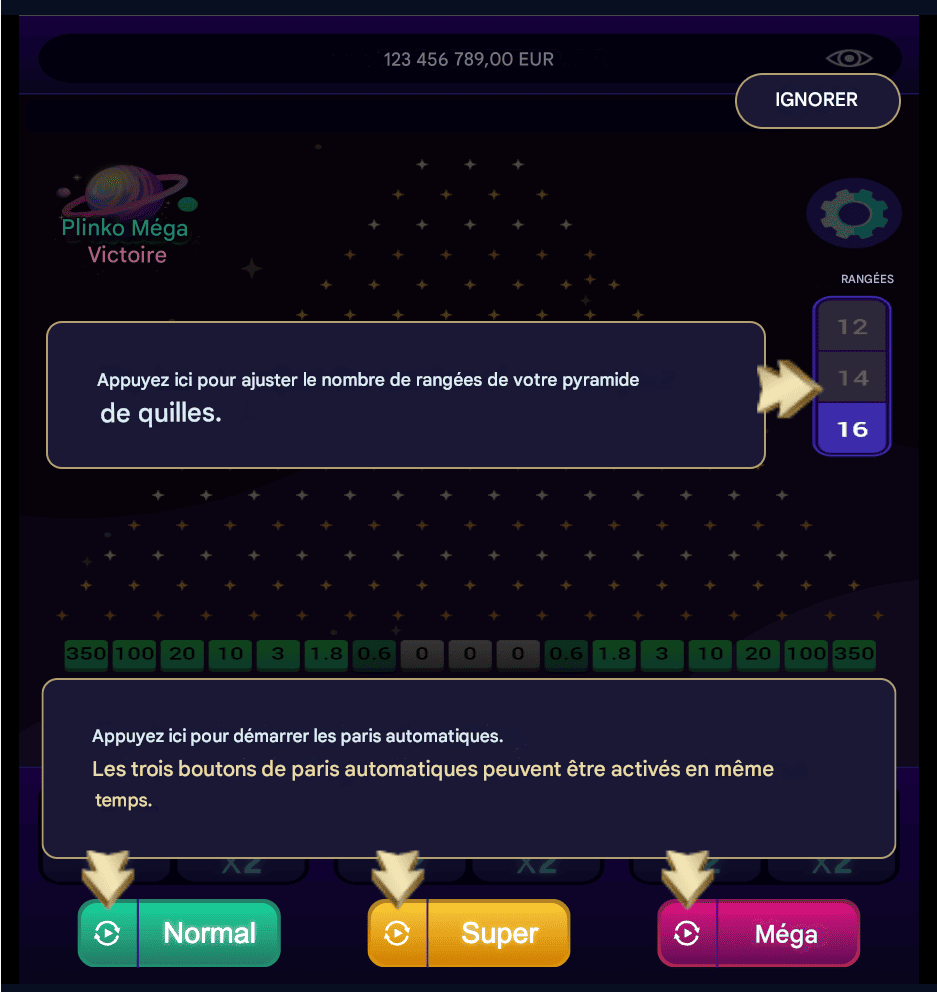 Graphismes Plinko Mega Win